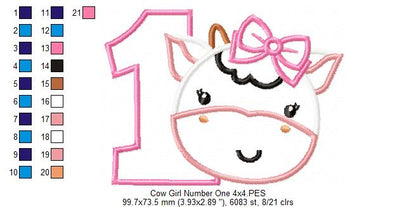Sweet Cow Number One - Applique - Machine Embroidery Design