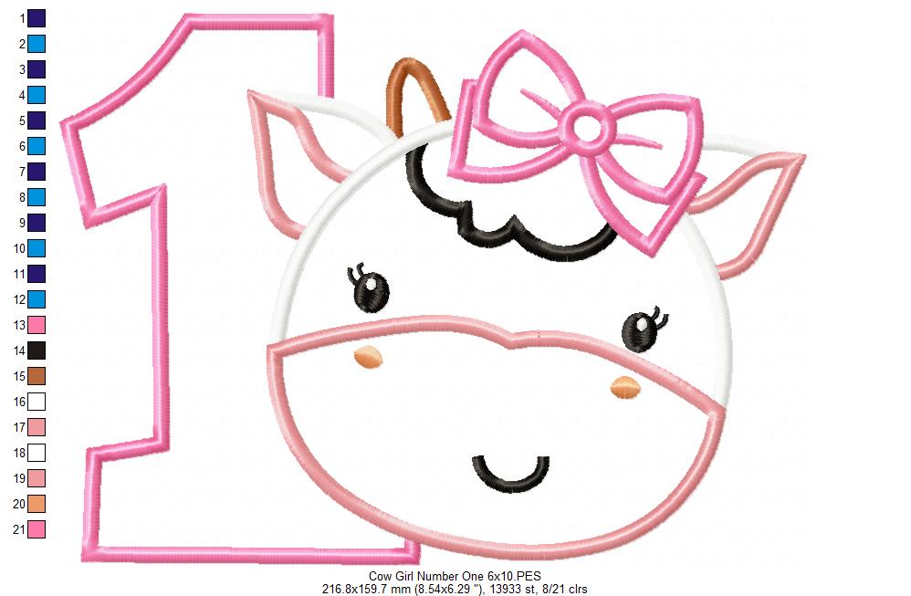 Sweet Cow Number One - Applique - Machine Embroidery Design
