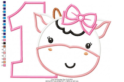 Sweet Cow Number One - Applique - Machine Embroidery Design