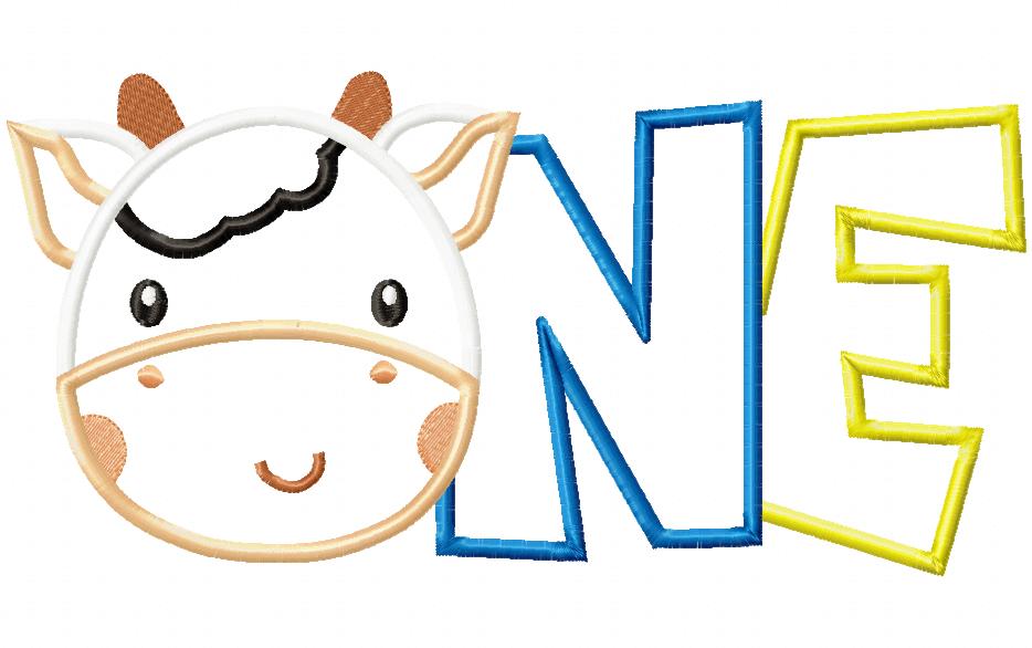 Cow One Birthday Boy - Applique - Machine Embroidery Design