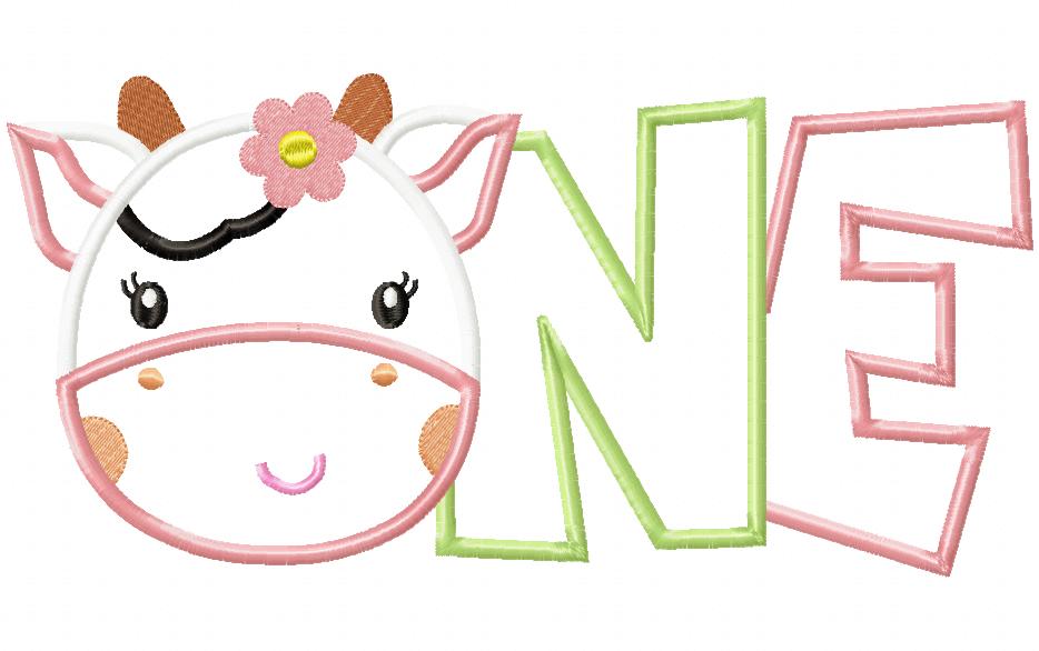 Cow One Birthday Girl - Applique Embroidery