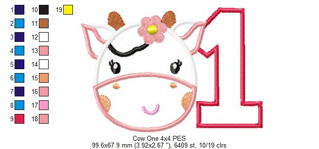 Cow Number One - Appliqué – Machine Embroidery Design