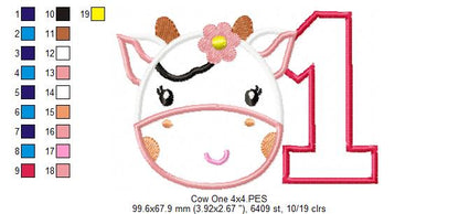 Cow Number One - Appliqué – Machine Embroidery Design