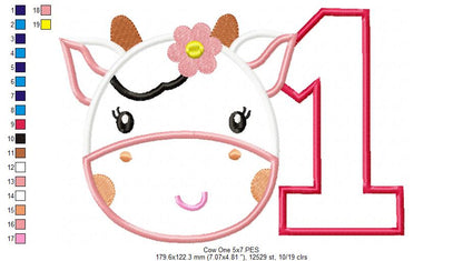Cow Number One - Appliqué – Machine Embroidery Design