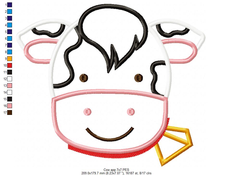 Sweet Cow Face – Appliqué – Machine Embroidery Design