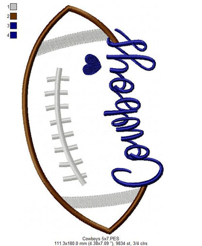Football Cowboys Ball - Fill Stitch