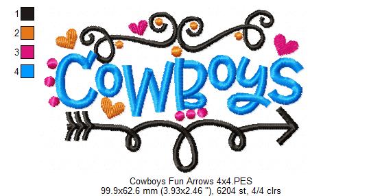 Cowboys Fun Arrows - Satin Stitch - Machine Embroidery Design