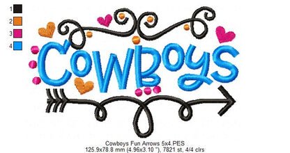 Cowboys Fun Arrows - Satin Stitch - Machine Embroidery Design