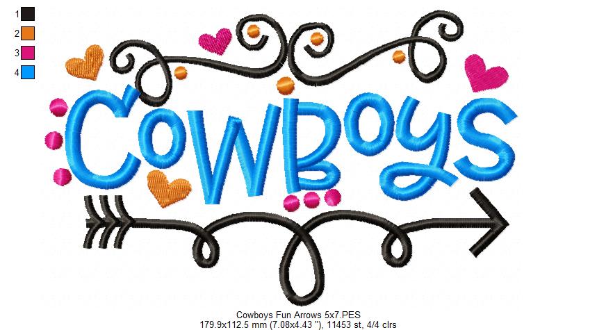 Cowboys Fun Arrows and Hearts - Fill Stitch
