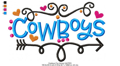 Cowboys Fun Arrows - Satin Stitch - Machine Embroidery Design