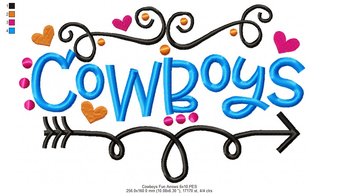 Cowboys Fun Arrows - Satin Stitch - Machine Embroidery Design