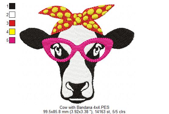 Cow with Bandana - Fill Stitch