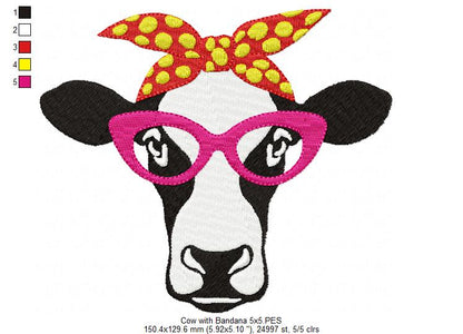 Cow with Bandana - Fill Stitch