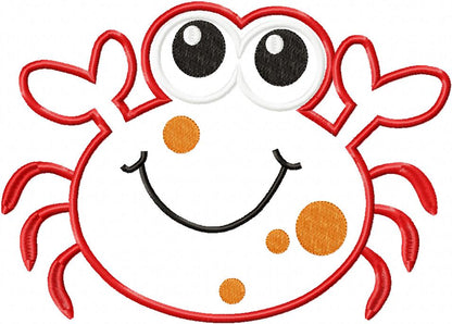 Cute Happy Crab - Appliqué - Machine Embroidery Design