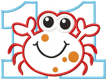 Crabby Birthday Numbers Collection - Appliqué - Machine Embroidery Design