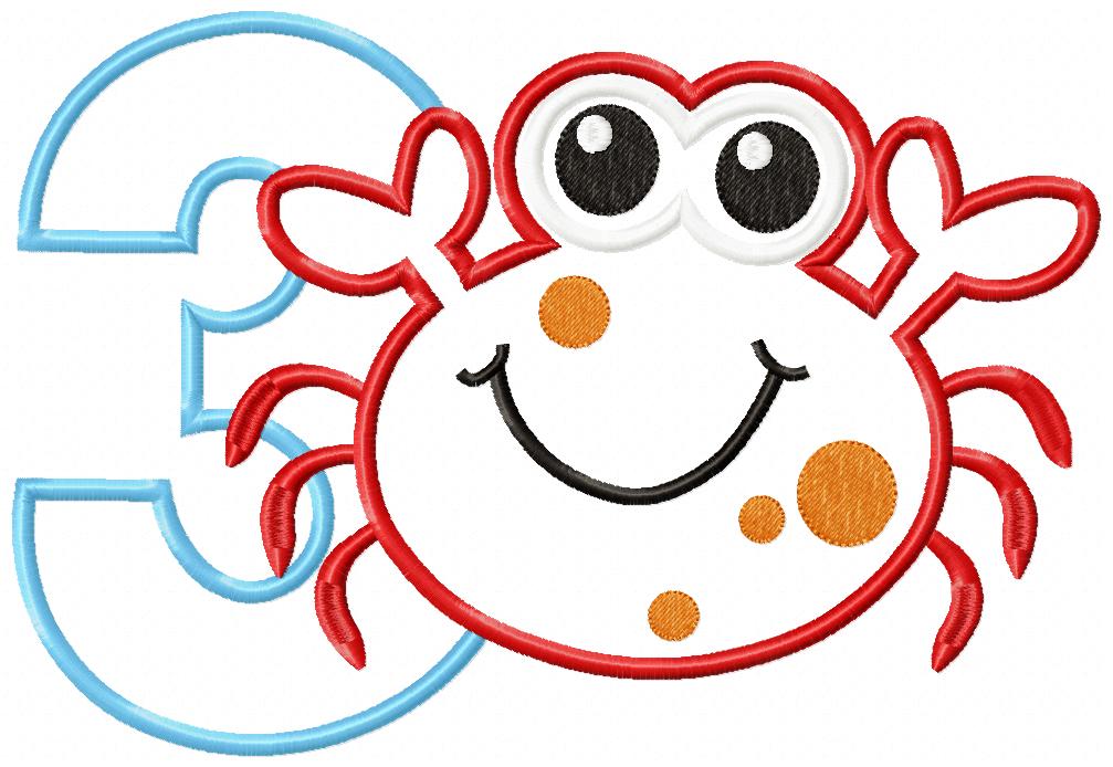 Crabby Birthday Numbers Collection - Appliqué - Machine Embroidery Design