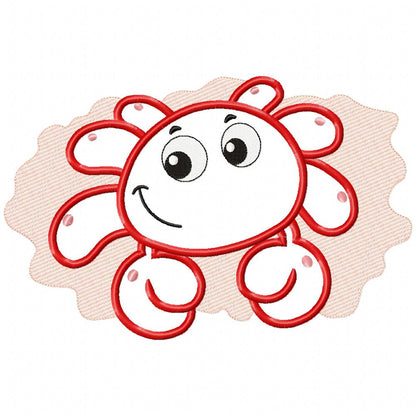 Happy Crab and Sand - Applique
