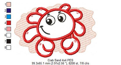 Happy Crab and Sand - Applique
