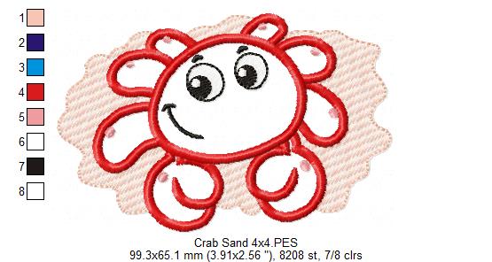 Happy Crab and Sand - Applique