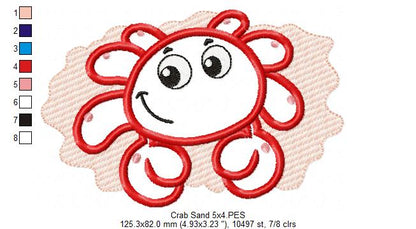 Happy Crab and Sand - Applique