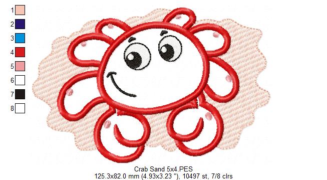 Happy Crab and Sand - Applique