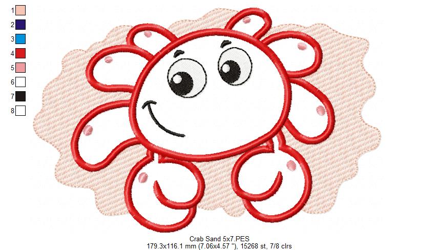 Happy Crab and Sand - Applique