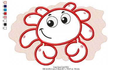 Happy Crab and Sand - Applique