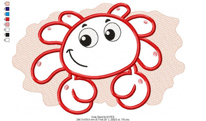 Happy Crab and Sand - Applique