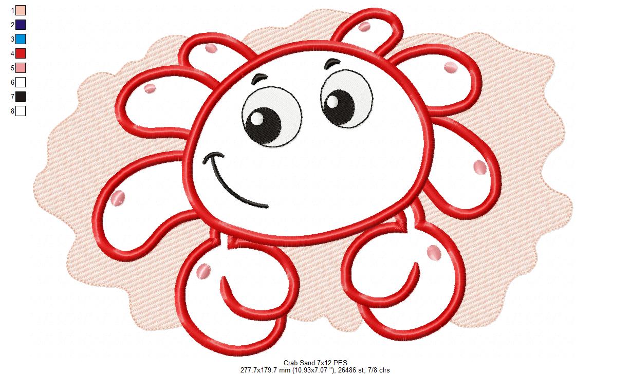 Happy Crab and Sand - Applique