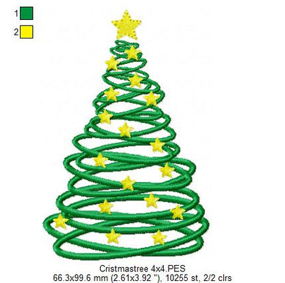Curly Christmas Tree - Fill Stitch - Machine Embroidery Design