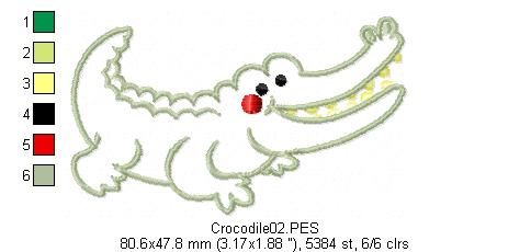 Aligator - Applique - Machine Embroidery Design