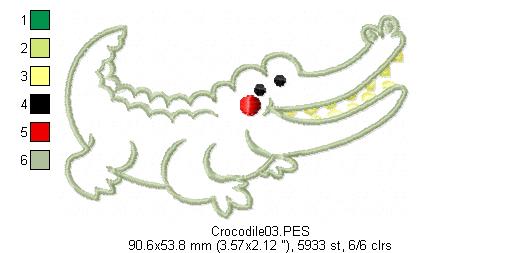 Aligator - Applique - Machine Embroidery Design