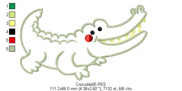 Aligator - Applique - Machine Embroidery Design