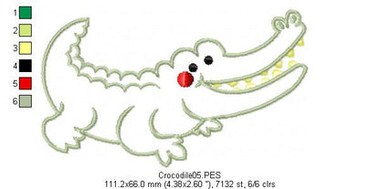 Aligator - Applique - Machine Embroidery Design