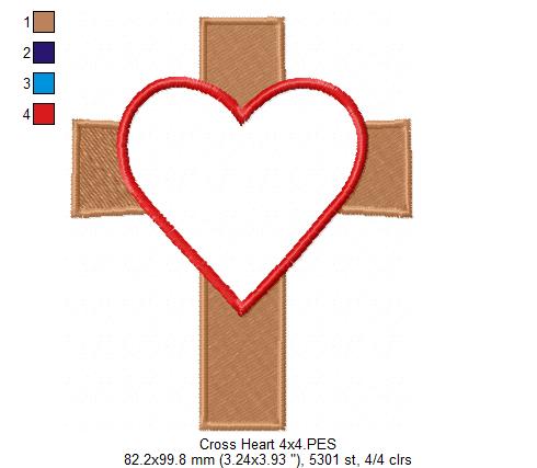 Cross and Heart - Applique