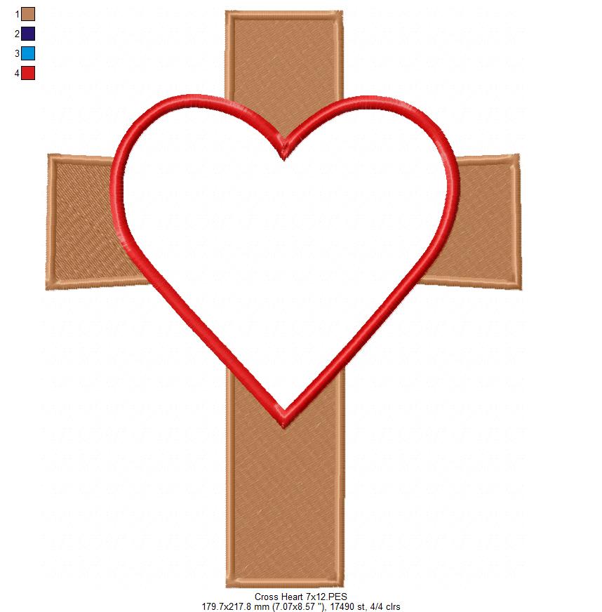 Cross and Heart - Applique