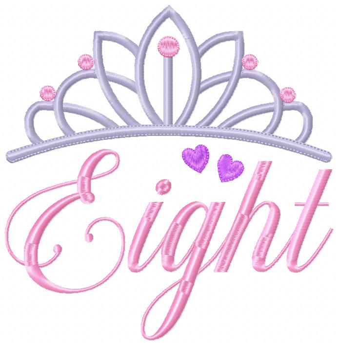 Crown Birthday Tiara Set Numbers 1-11 - Fill Stitch