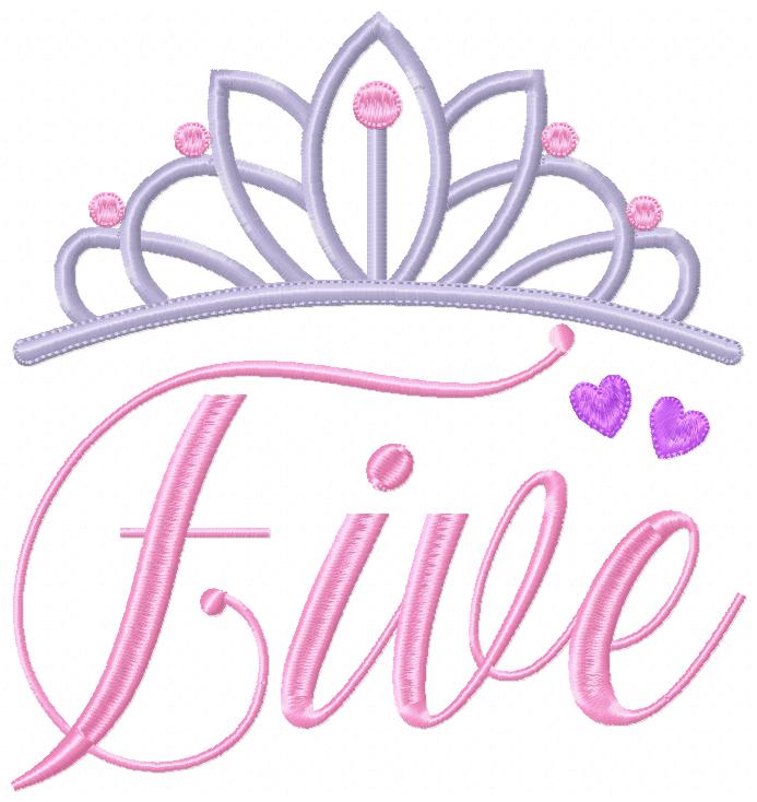 Crown Birthday Tiara Set Numbers 1-11 - Fill Stitch