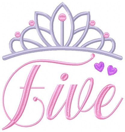 Crown Birthday Tiara Set Numbers 1-11 - Fill Stitch