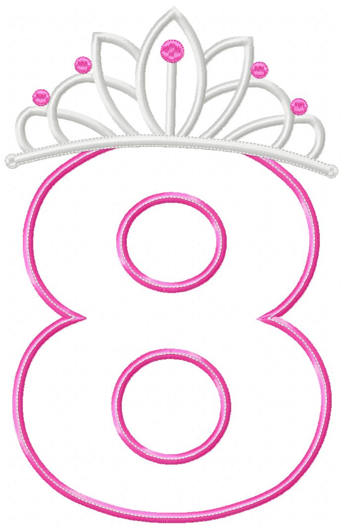 Princess Crown Numbers Collection 0–9 – Appliqué – Machine Embroidery Design