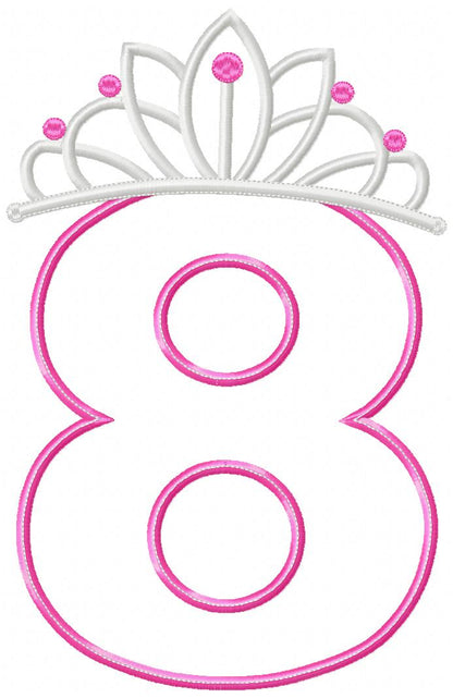 Princess Crown Numbers Collection 0–9 – Appliqué – Machine Embroidery Design