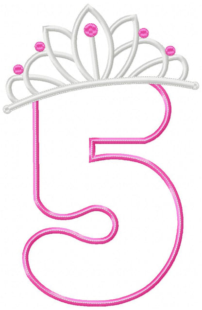 Princess Crown Numbers Collection 0–9 – Appliqué – Machine Embroidery Design