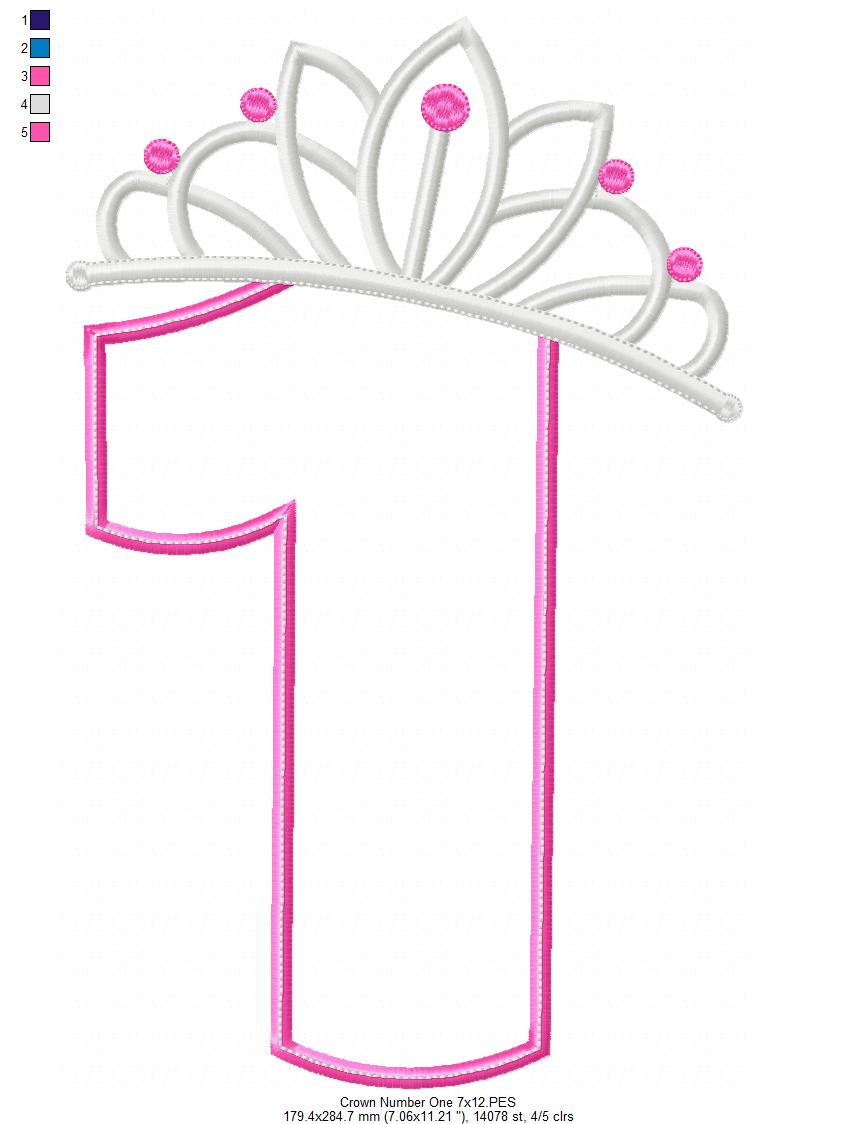 Princess Crown Number One - Appliqué - Machine Embroidery Design