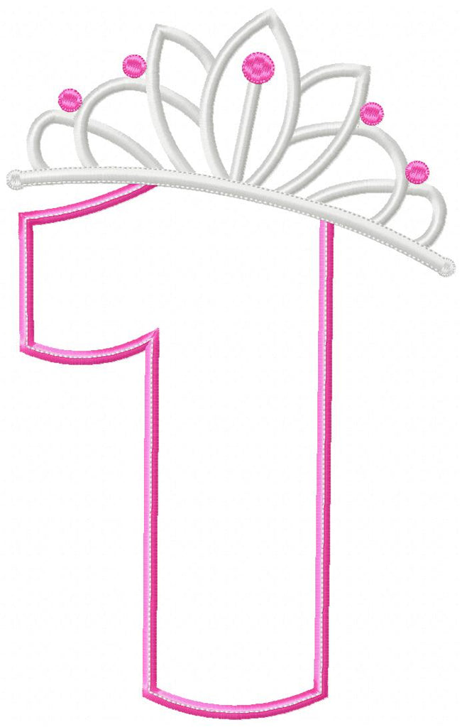 Princess Crown Birthday Number 1 One 1st Birthday - Applique