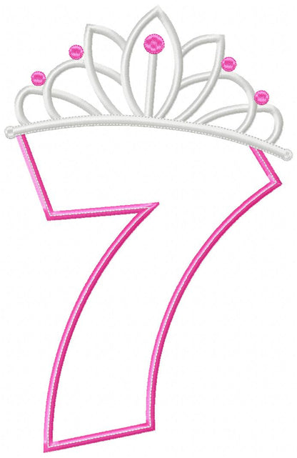 Princess Crown Numbers Collection 0–9 – Appliqué – Machine Embroidery Design