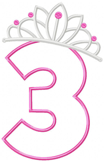 Princess Crown Numbers Collection 0–9 – Appliqué – Machine Embroidery Design