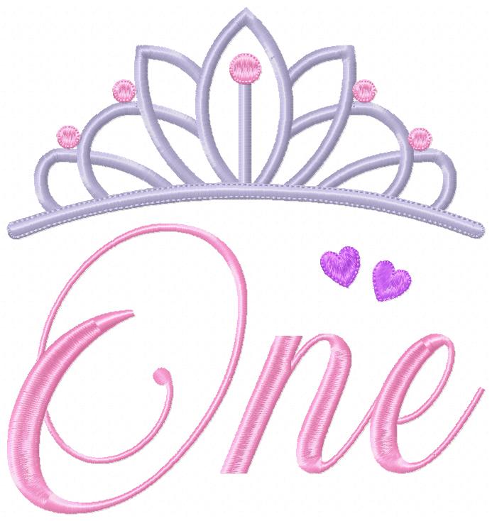 Crown One 1st Birthday Tiara - Fill Stitch