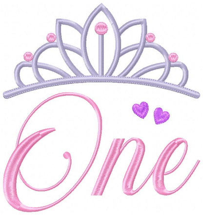 Crown One 1st Birthday Tiara - Fill Stitch