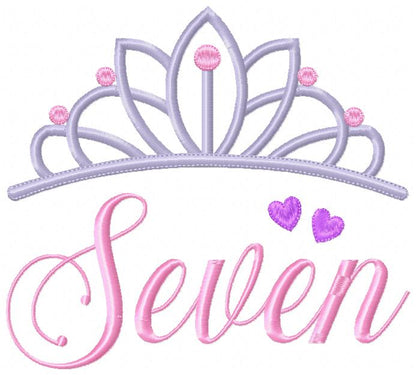 Crown Birthday Tiara Set Numbers 1-11 - Fill Stitch