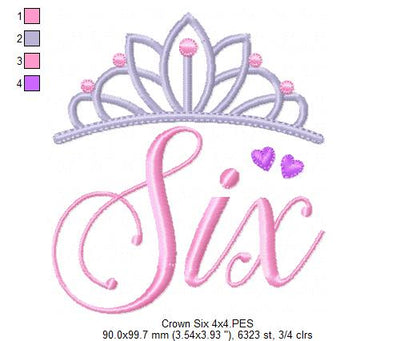 Crown Six 6th Birthday Tiara - Applique